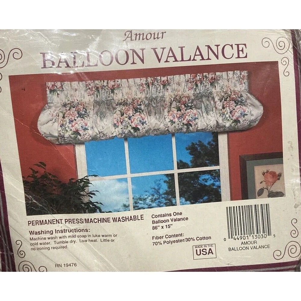 VTG Amour Balloon Valance floral print.  86” x 15”  NOS